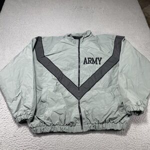 Skilcraft Army IPFU Jacket Mens XL Gray V Chevron Nylon Windbreaker Full Zip